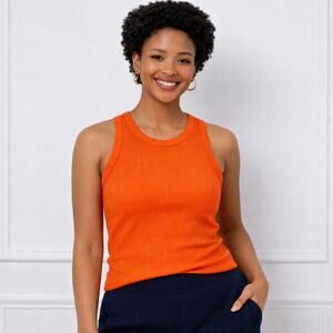 Talbots Ribbed Racerback Tank - Orange - Size 1X - NWOT